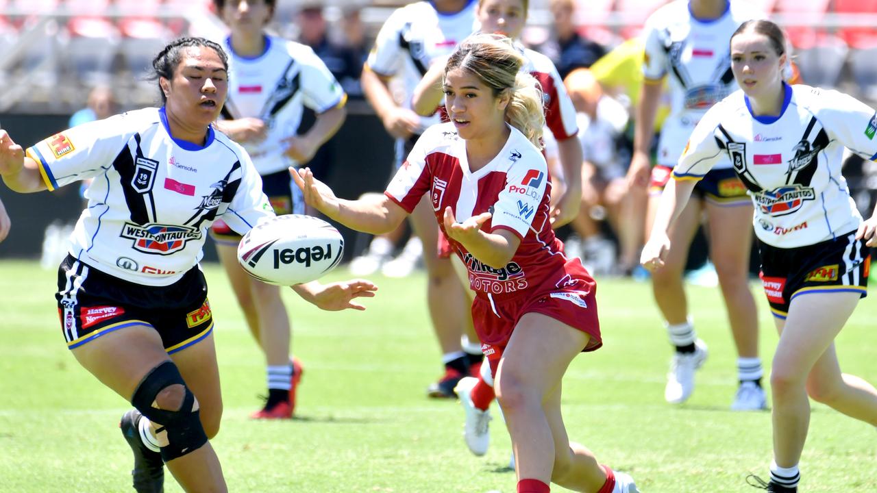 Redcliffe player Aspen Nakao Harvey 19s girls' game between Souths Logan and Redcliffe Saturday February 18, 2022. Picture, John Gass