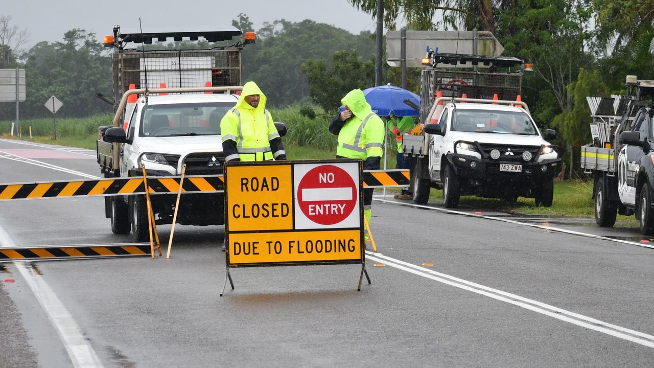 The Bruce Highway has been closed just north of Ingham, with water covering the road at the notorious flood-prone Gairloch Washaway and the flooded Seymour River. Picture: Cameron Bates