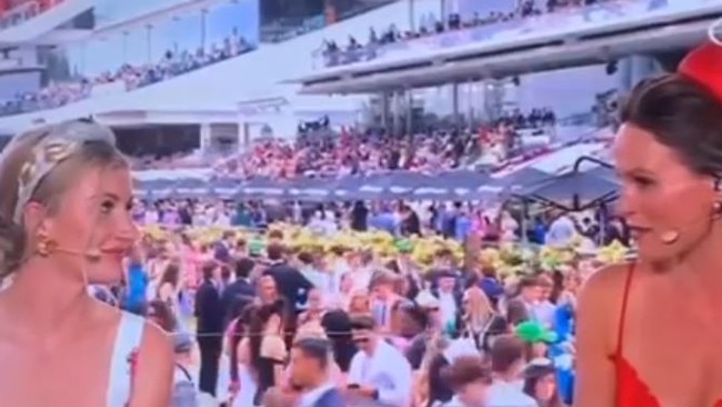 Jamie Kah being interviewed by Francesca Cumani before the 'oh god' moment.