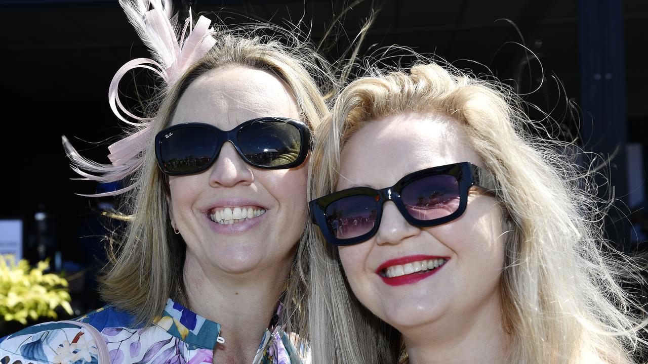 Caulfield Guineas horse race meeting, Caulfield, Victoria, Saturday 12th October 2024. Faces in the crowd. Pictured enjoying the race meeting are Lyndesy and Hailey. Picture: Andrew Batsch