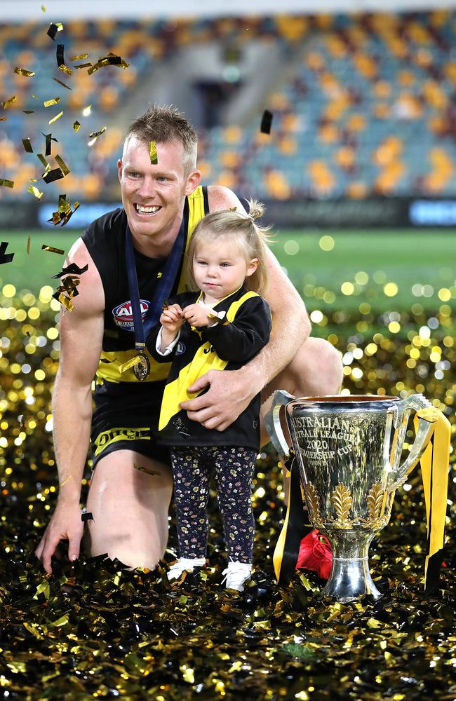 Jack Riewoldt with his daughter Poppy. Picture: Getty