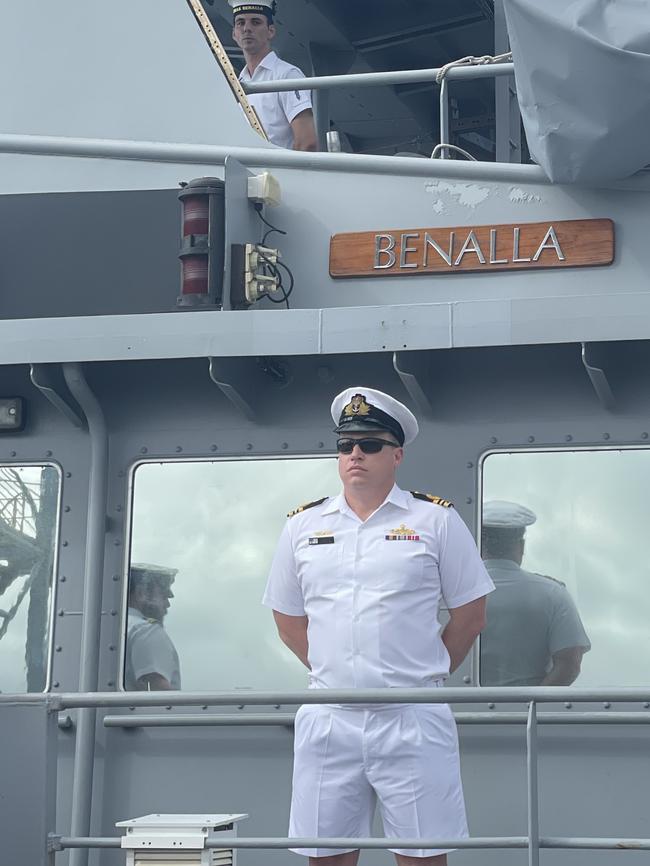 HMAS Shepparton Commanding Officer Benjamin Stevenson on-board HMAS Benalla Picture: Dylan Nicholson