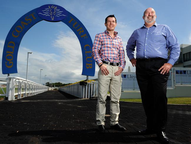 Richard Towson (left) and Gold Coast Turf Club CEO Steve Lines. Picture: John Gass 