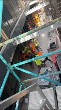 Wild moment tradies in all out brawl