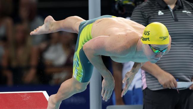 Sam Short begins his 800m freestyle heat. Picture: Adam Head