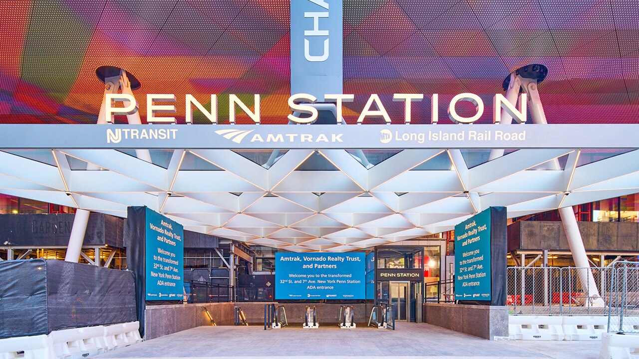 Amtrak’s renovated Penn Station in New York City.
