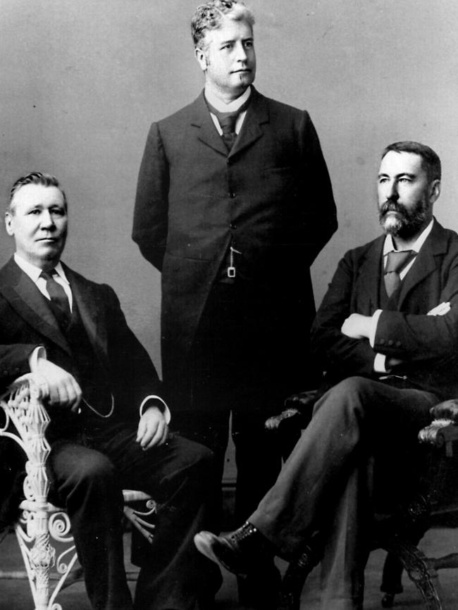 From left, Sir John Downer, Edmund Barton and Richard Edward O’Connor.