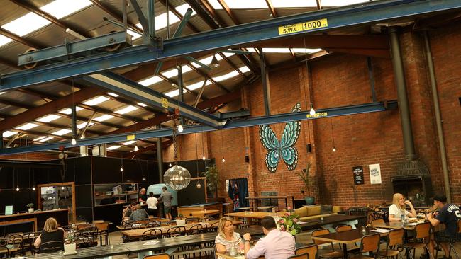 Mitcham Social has been converted from its original purpose as a steel factory. Picture: Hamish Blair