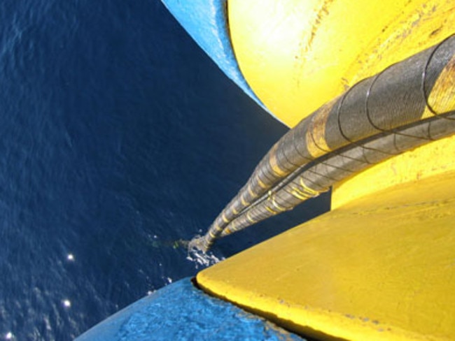 The Basslink cable being fed into Bass Strait.