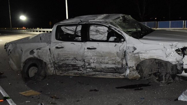 An allegedly stolen Ford Ranger was found after it was involved in a collision in Skye. Picture: Victoria Police.