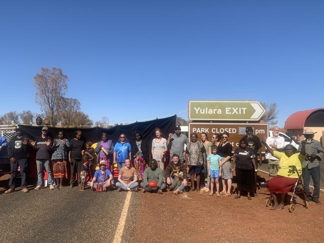 Traditional owners have blockaded the entrance to Uluru-Kata Tjuta National Park amid growing fears of travellers arriving from hotspots. Picture: Supplied
