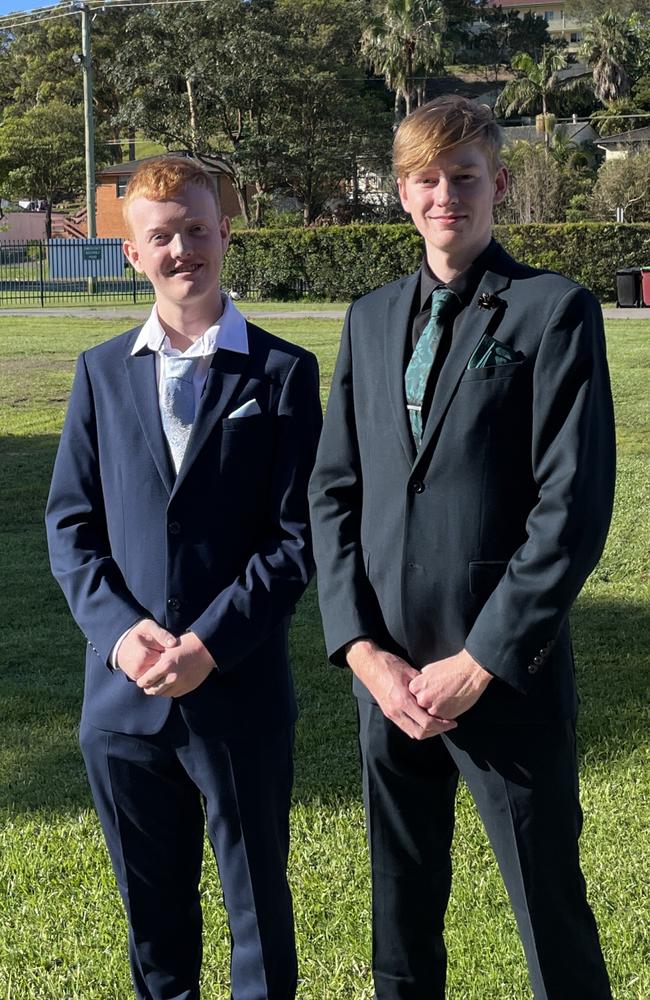 Caleb Hart and Peter Jones at the St John Paul College Year 12 Formal. Picture: Matt Gazy