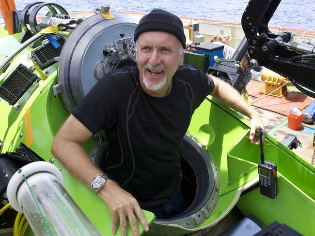 James Cameron emerges from the Deepsea Challenger submersible after his successful solo dive to the Mariana Trench. Picture: Mark Thiessen / National Geographic