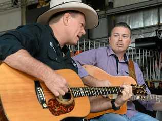 Tony Cook and Jamie Miller prepare for Stomp the Crack, a nine hour drought relief fundraiser to be held at the Great Western Hotel Rockhampton November 11. Picture: Jann Houley