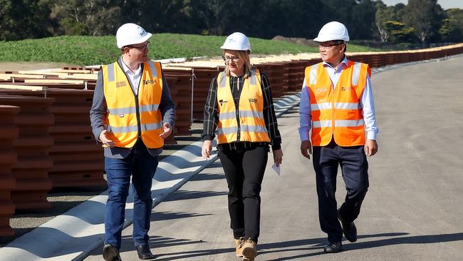 Mordialloc MP Tim Richardson, Jacinta Allan and Clarinda MP Meng Heang Tak Picture: Ian Currie