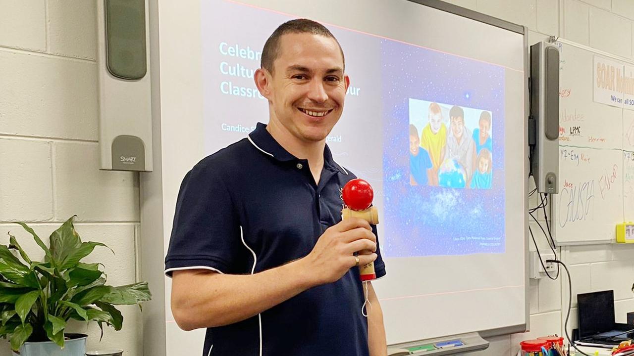 Darcy Fitzgerald teaching in a Northern Territory classroom. Picture: Supplied