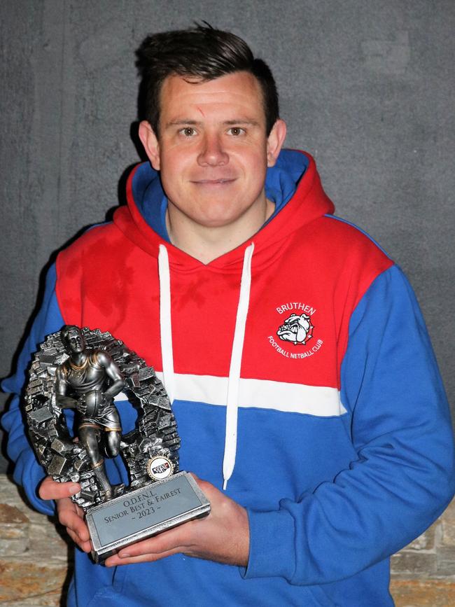 Bruthen coach Harley Kenner who has won the Omeo District league best and fairest for a fourth time. Picture: Supplied