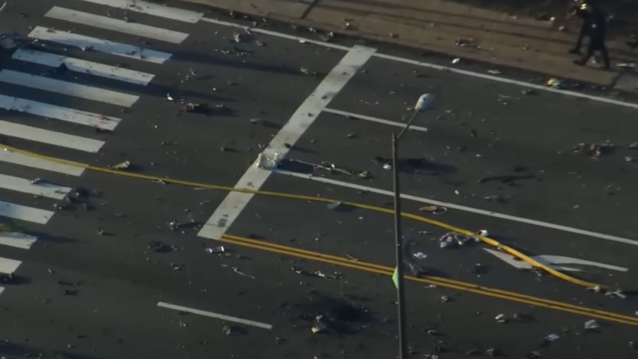 Debris following the plane crash. Picture: FOX 29 Philadelphia