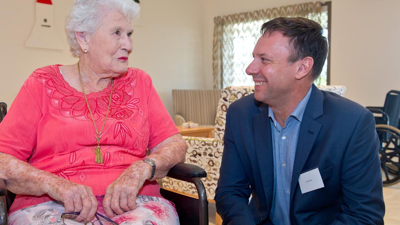 Uniting Care chief executive Craig Barke with aged care resident Fay Hughes, 88