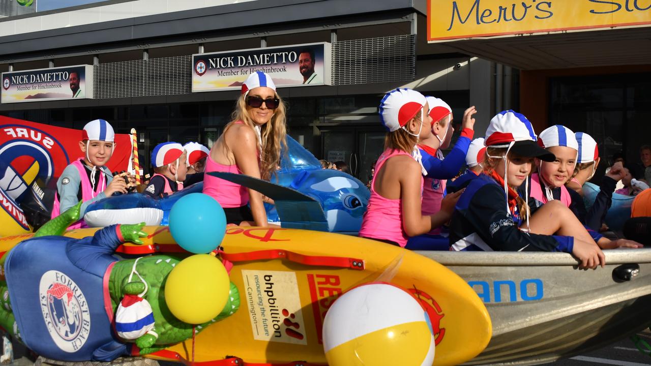 Forrest Beach Surf Life Saving Club. Photographs from the Maraka Festival Street Parade around the Ingham central business district on Saturday. In an ‘Under the Sea’-themed celebration of all things Hinchinbrook, school students, community organisations, emergency responders and contestants vying for the prized Queen and Princess titles paraded around Rotary Park in the centre of the town. Picture: Cameron Bates