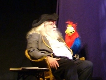 Tony Moore, writer and actor with Pedro the Parrot