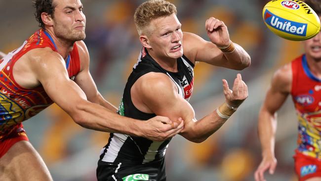 Collingwood’s Adam Treloar gets a ton of the footy and averages better than 100 player ranking points. Picture: Michael Klein