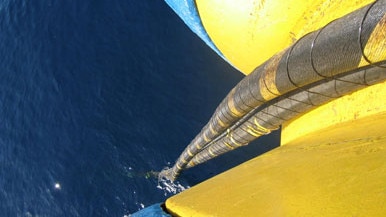 Basslink cable being fed into Bass Strait.