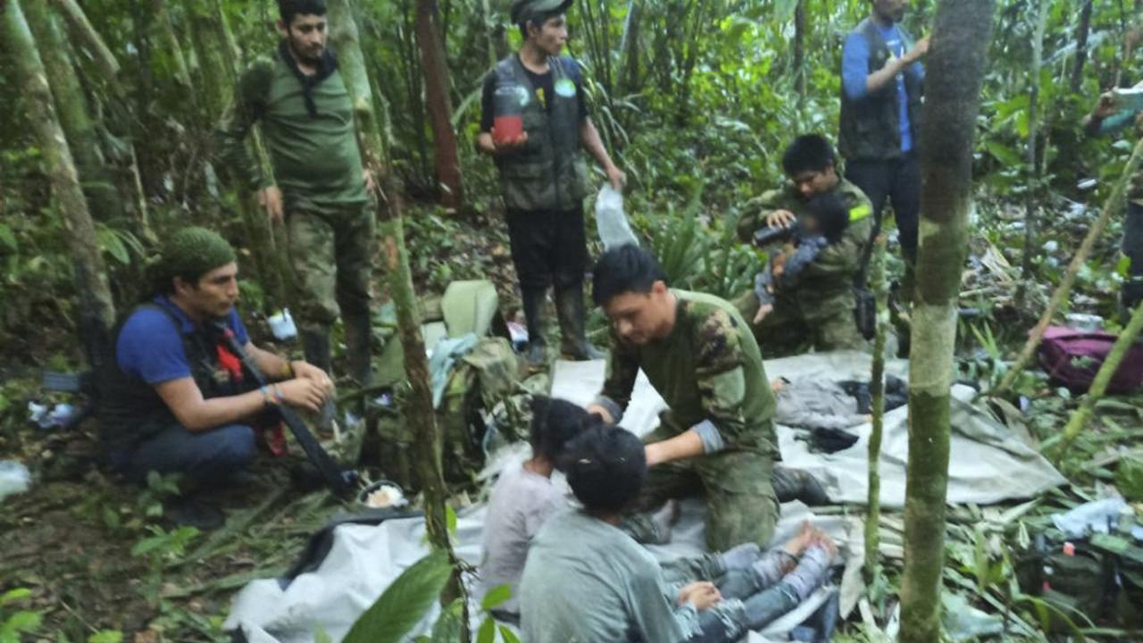 “I’m hungry” and “my mum is dead” were the first words uttered by the children to rescuers. Picture: Prensa Presidencia / Colombian Presidency / AFP