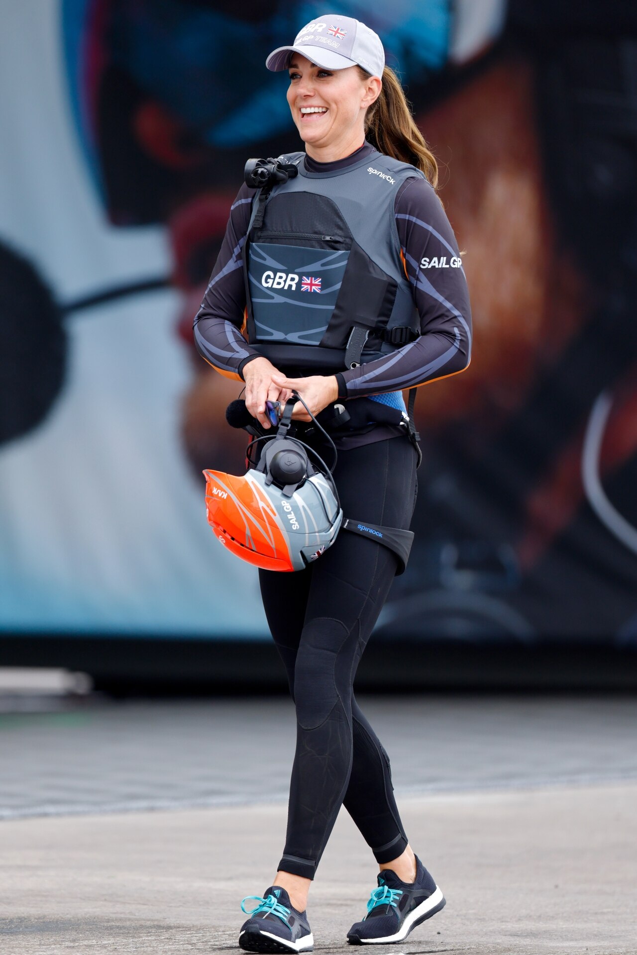 <p>About to board an F50 foiling catamaran, to take part in a race against New Zealand. </p>