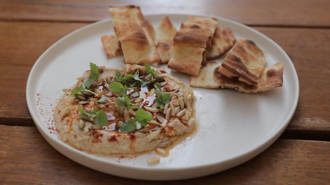 The lemony hummus at Fig + Frankie’s. Picture: Mark Cranitch