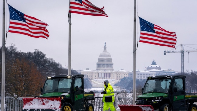 Several centimetres of snow were dumped on the capital. Picture: Nathan Howard/Getty Images