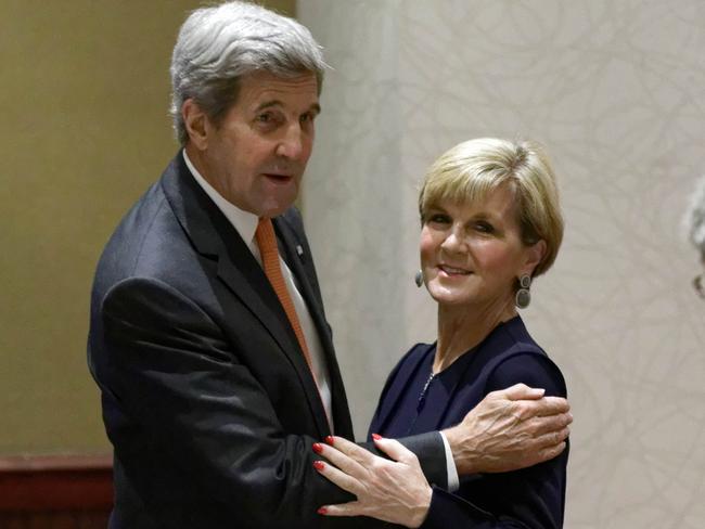 Bishop with US Secretary of State John Kerry during the Major Economies Forum in New York.