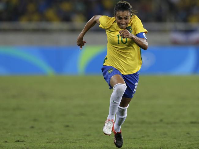 Marta in action during Brazil’s match against Sweden at the Rio Olympics.