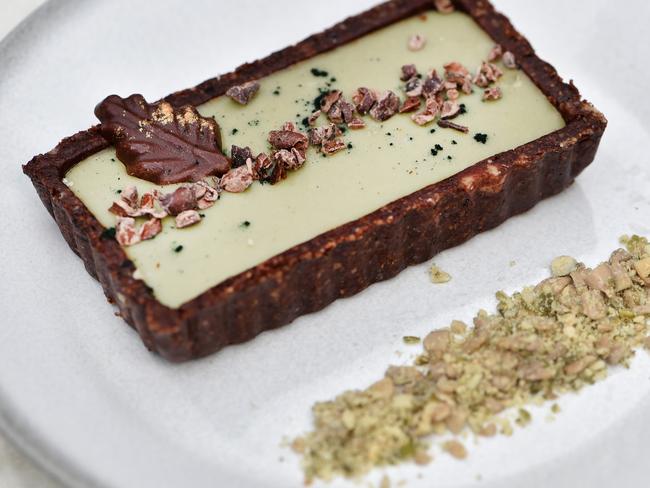 A spirulina, cashew, coconut and cacao dessert at Serotonin Eatery. Picture: Jay Town<br/>