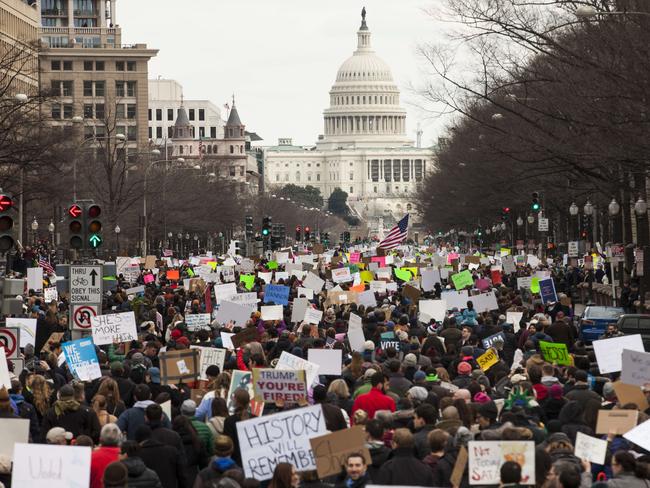 Demonstrators march down Pennsylvania Avenue during a protest in Washington, DC. Picture: Getty