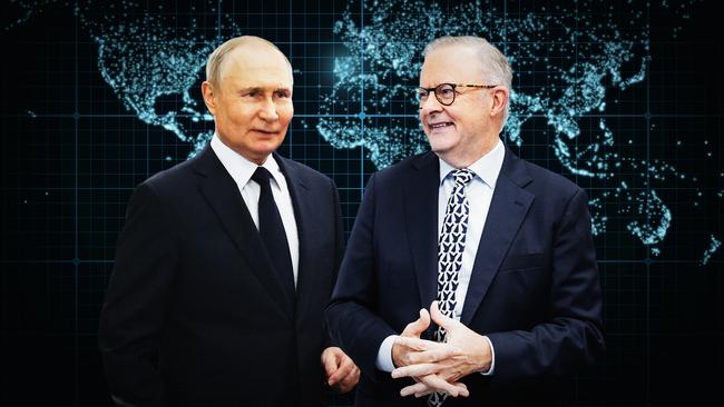 Vladimir Putin and Anthony Albanese. Artwork: Frank Ling