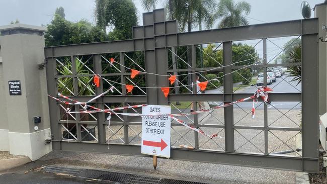 Gates to the Cairns One complex were rammed at the weekend by a stolen car. Picture: Supplied