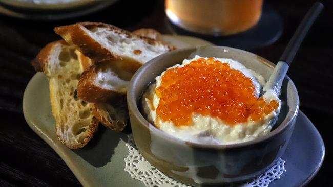 Taramasalata with gin smoked caviar. Picture: Jenifer Jagielski