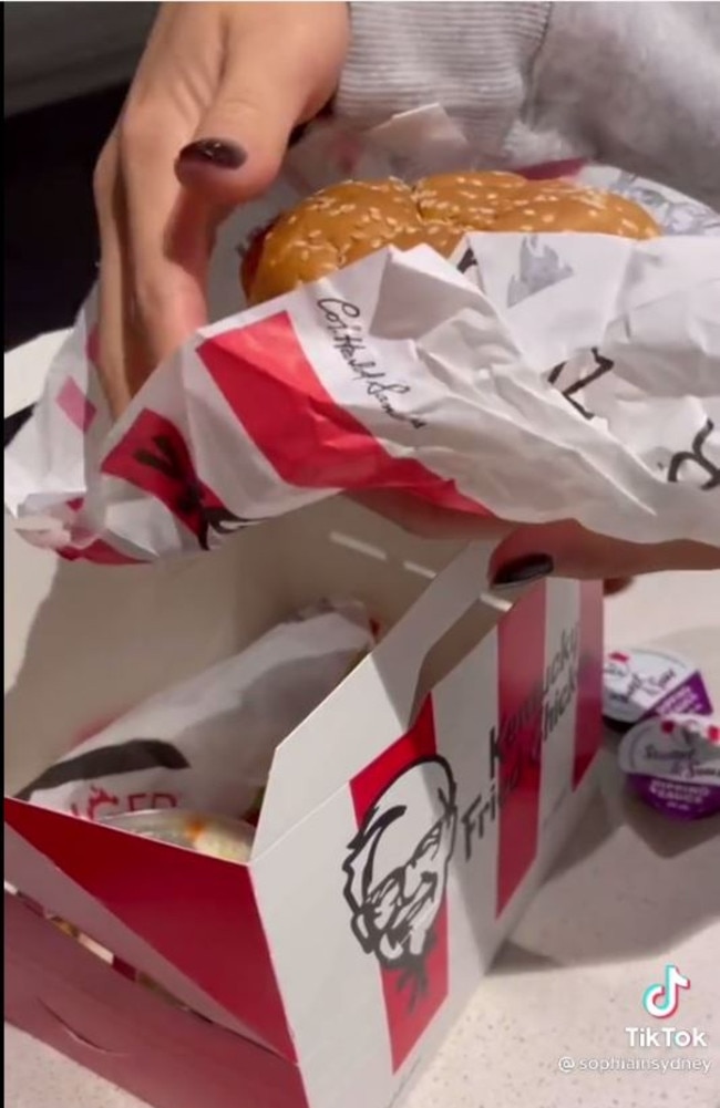 A US woman has gone viral after claiming Aussie KFC tastes so much better than it does in America. Picture: TikTok/@sophiainsydney