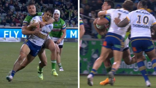 Arthur slammed that the Wighton tackle was cleared, but Cartwright's wasn't. Photo: Fox Sports