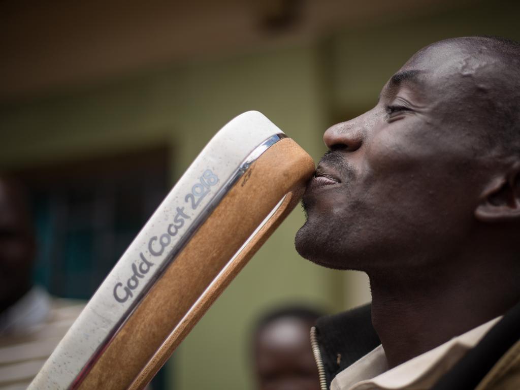 The Queen’s Baton receives a warm welcome in Iten town - a town renowned for the huge number of world class runners who train there, in Kenya, on 7 April 2017.