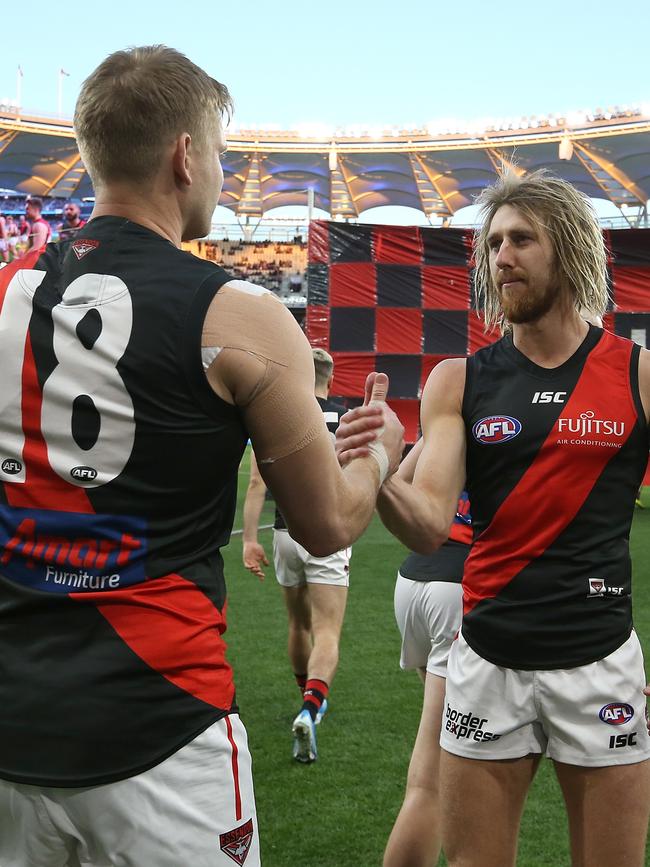 Bombers Michael Hurley and skipper Dyson Heppell will have a delayed start to pre-season. Pic: Getty Images