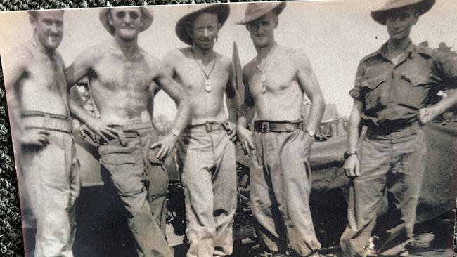 Colin Wagener, at right wearing a shirt, with his Aussie comrades.