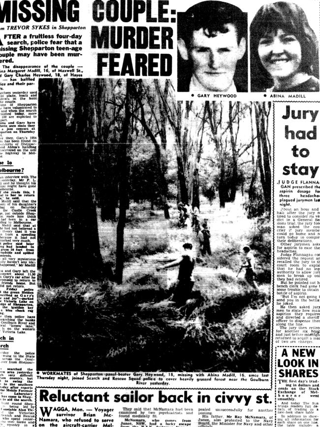 Garry Heywood and Abina Madill were murdered by Raymond Edmunds in 1966. Page from the The Sun newspaper.