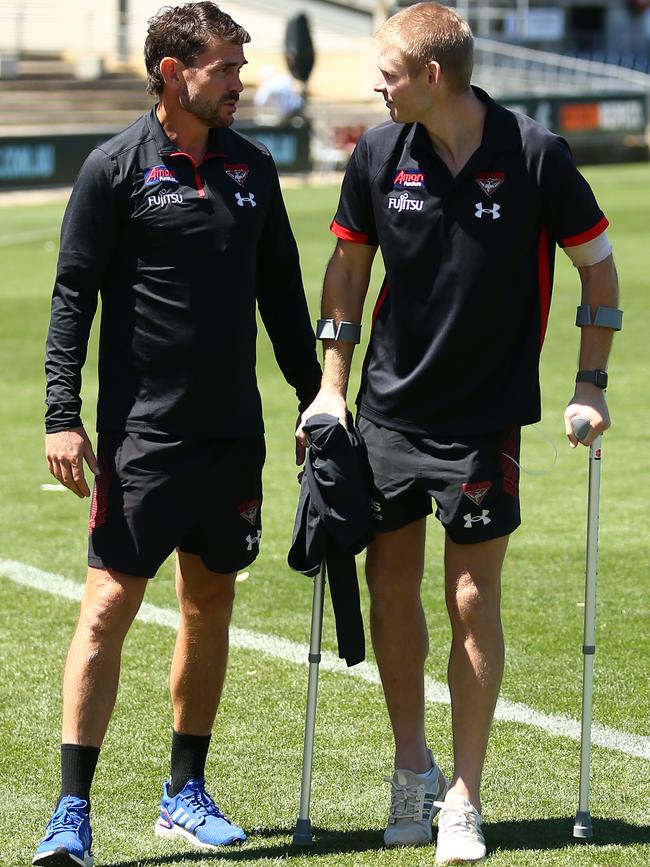 Michael Hurley has rejoined the Bombers after two weeks in hospital. Picture: Getty Images