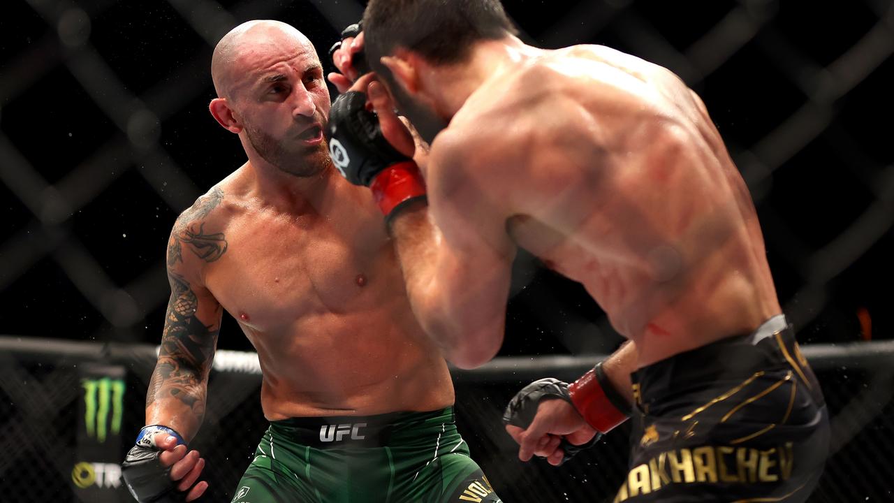 Volkanovski battles Islam Makhachev of Russia in an instant classic at UFC 284.