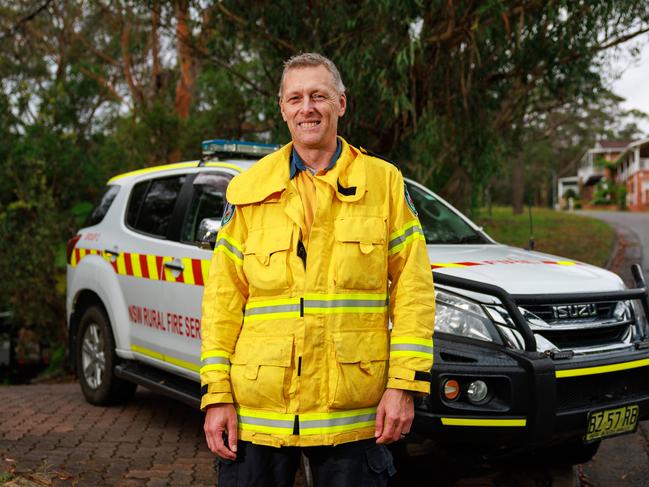 Group Officer Illawarra Sutherland volunteer firefighter, Mark Pryor, at home in Alfords Point, today. Picture: Justin Lloyd.