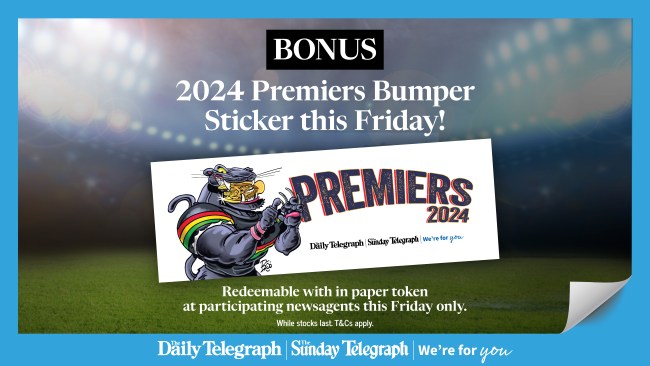 BONUS Panthers Premiers bumper sticker Friday 11 October