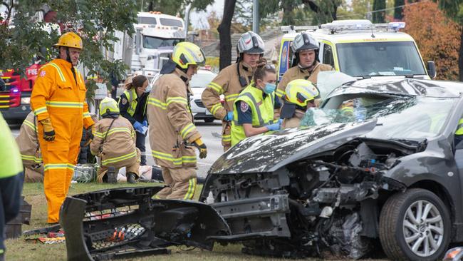 A car crash in Bendigo was among the hundreds of road fatalities this year. Picture: Ian Wilson.