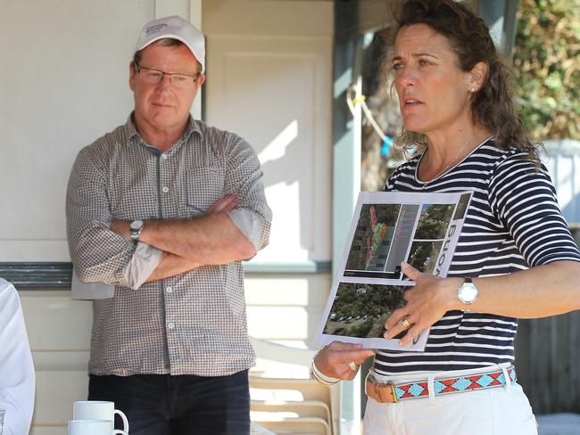 Currawong State Park Advisory Committee Chair, Romilly Madew presenting the future concept with Northern Beaches Council general manager Mark Ferguson watching on.